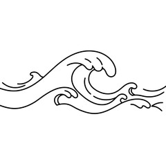 Poster - Ocean Wave Artwork: A minimalist illustration of an ocean wave, capturing the raw power and beauty of the sea with flowing lines, representing movement and natural force.