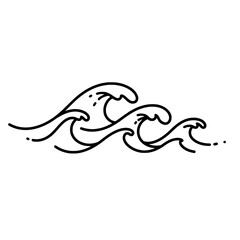 Poster - Ocean Wave Illustration: Capturing the dynamic motion and natural rhythm of ocean waves, this monochrome illustration showcases the power and serenity of the sea in a minimalist, line art style.