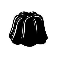 Poster - Silhouette of Jelly Mold: A stark black silhouette of a classic jelly mold against a white background, perfect for culinary themes or graphic design projects.