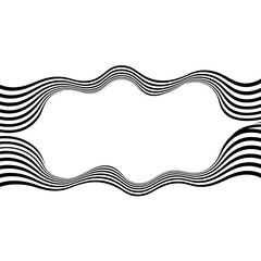 Fototapete - Optical Illusion Frame: A striking visual illusion in black and white, with undulating lines forming a unique frame shape, adding an abstract touch and enhancing creative designs.