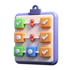 Poster - A high quality 3d rendering of a plastic-style icon representing a checklist or task management board with interactive check boxes and button elements