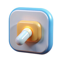 Poster - A high quality 3d rendering plastic-style icon depicting a rounded electrical outlet with a capsule shaped plug on an isolated on white�background.