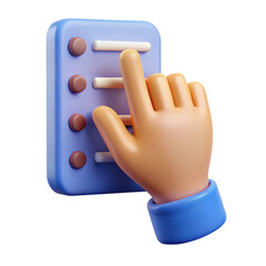Leinwandbilder - A stylized digital hand interacts with a list on a blue tablet concept representing choices and selections for various actions