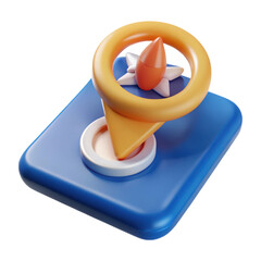 Aufkleber - A vibrant and colorful 3d rendering of a location pin icon in a plastic style, perfectly isolated against a sleek white background.