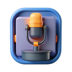Poster - A vibrant high quality 3d rendering of a modern podcast microphone in a plastic-style design suitable for audio streaming and creative podcasting