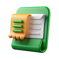 Aufkleber - A vibrant high quality 3d rendering of a plastic-style icon representing a receipt or document for business commerce isolated on white background.