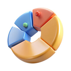 Aufkleber - A visually appealing high quality 3d rendering showcasing a colorful plastic-style icon of a pie chart or segmented diagram on a white background.
