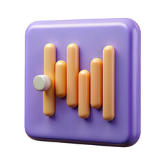 Aufkleber - An aesthetically pleasing high quality 3d rendering of a plastic-style sound bar icon with a sliding button, isolated on a white background.
