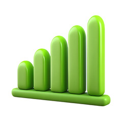 Aufkleber - Green bars graphic illustrating progress or growth depicted in a high quality 3d rendering plastic-style icon against a stark white background