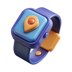 Aufkleber - High quality 3d rendering of a smart watch with a location pin icon displayed with a sleek plastic-style aesthetic perfect for technology and navigation concepts.