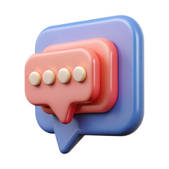 Leinwandbilder - Modern 3d rendered chat bubble icon illustrating online communication messaging social media digital information on a white background
