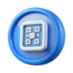 Aufkleber - Modern high quality 3d rendering plastic-style icon of a menu grid symbol with a blue and white design on a white background