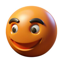 Poster - Smiling 3d emoji icon with a joyful expression rendered in a high quality plastic-style against a dark background for design and social media elements