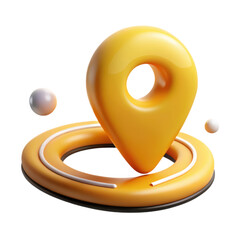 Aufkleber - Stunning high quality 3d rendering of a modern plastic-style location icon in a vibrant yellow color scheme against a clean white background