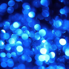Poster - Bokeh abstract background glowing blue light circle. Defocused light effect texture concept. Blue abstract light with blur round pattern.