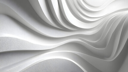 Poster - White striped background, 3d wavy stripes abstract background white gray pattern. Abstract 3d white wave modern minimal backgrund