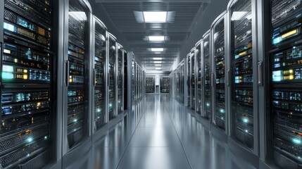 Poster - Modern data center server room network technology digital infrastructure