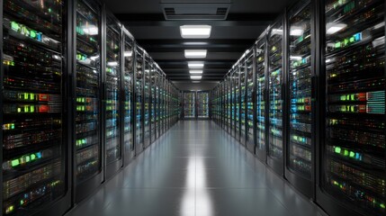 Poster - Data center server room corridor network technology and digital infrastructure