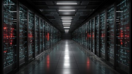Poster - Data center servers corridor network technology and data storage