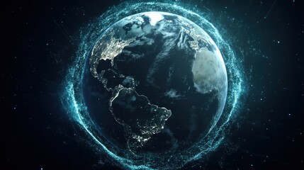Poster - Digital earth global network connection futuristic visualization