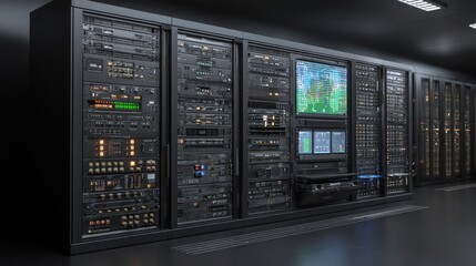 Poster - Modern data center server room network technology digital infrastructure