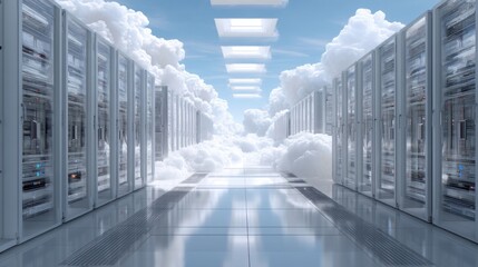 Poster - Cloud computing data center servers digital illustration