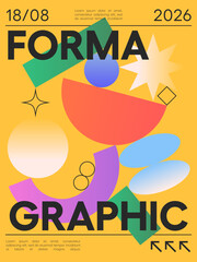 Wall Mural - Abstract geometric art poster.Vector illustration with bold dynamic shapes and modern typography.Artistic banner template for prints,exhibitions,banners,ad,covers,branding,annual