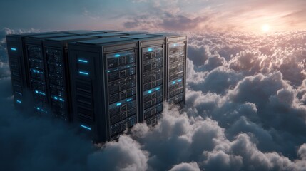 Poster - Cloud computing servers data storage digital technology concept