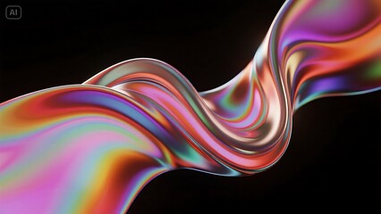 Fototapete - An abstract fluid shape with iridescent gradients creates a mesmerizing and modern visual experience