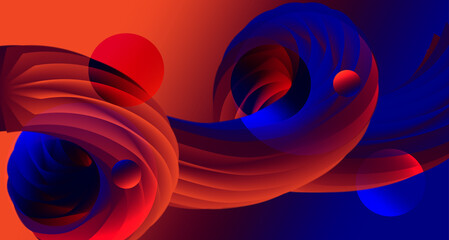 Aufkleber - Modern 3D Fluid Background Abstract with Gradient Blue Orange Design