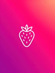 Poster - Simple Strawberry Icon on Vibrant Gradient Background With Modern Design for Creative Projects and Digital Graphics