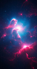 Aufkleber - Cosmic nebula, vibrant pink and blue hues, swirling gas and dust, bright core, stellar phenomenon, representing mystery, vastness, and the universe's beauty