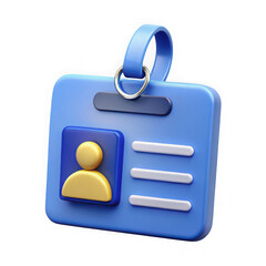 Fototapete - Stylized blue id badge with person icon and lanyard isolated on transparent background