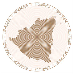 Poster - Nicaragua round logo design. Country shape build of rings. Nicaragua text around the country. Vector Illustration.