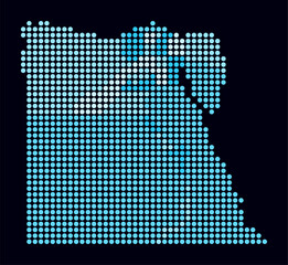 Poster - Egypt dotted map. Digital style map of the country on dark background. Egypt shape with circle dots. Colored dots style. Large size circles. Trending vector illustration.