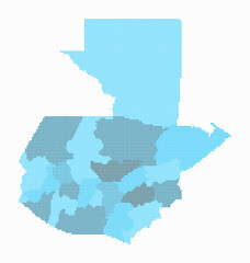 Poster - Guatemala dotted map. Digital style map of the country on white background. Guatemala shape with square dots. Colored dots style. Small size squares. Beautiful vector illustration.