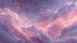 © john - Pink unicorn sky with stars. Cute purple pastel background. Fantasy dreaming galaxy and magic wavy space with fairy light