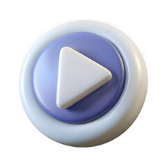 Poster - Modern 3d play button icon with soft edges and subtle gradient isolated on transparent background