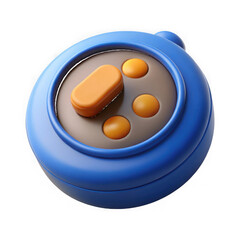 Poster - Stylized 3d rendering of a blue retro game controller with orange buttons isolated on transparent background