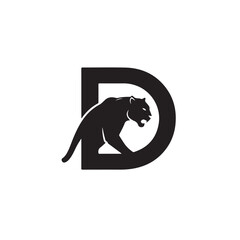Poster - Dynamic Panther Silhouette Integrated into Bold Letter D Logo Design