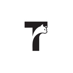 Poster - Creative Cat Head Incorporated Into Letter T Logo Design