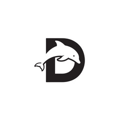 Poster - Captivating Dolphin Leaping Over Bold Letter D Logo Design