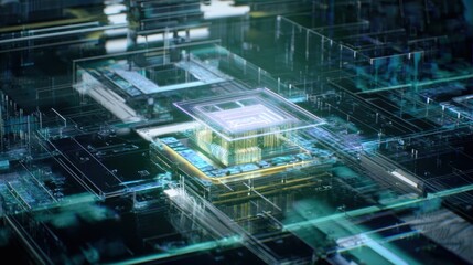 Poster - Showcasing the future: a mesmerizing glimpse into the complex world of computer technology and its intricate circuits.