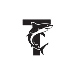 Poster - Dynamic Shark Illustration Integrated With Bold Letter T for Memorable Brand Identity
