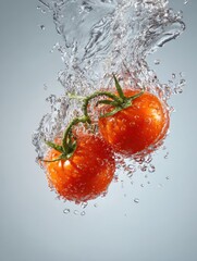 Poster - Splashing Tomatoes Create High-Speed Water Effects in a Clean Environment During a Dynamic Freeze-Frame Moment