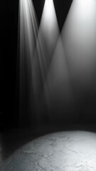 Poster - Stage spotlights illuminate empty concrete floor during a performance in a dark theater studio background for special event display.