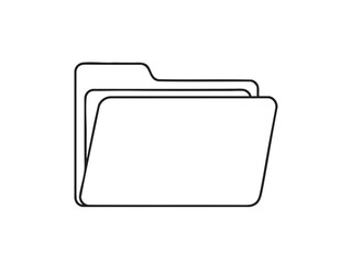 Aufkleber - Minimalist black outline icon of an open folder on a clean white background