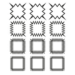 Leinwandbilder - Vector frames collection. Jagged border shapes. Sharp decorative elements. Outline zig zag contours