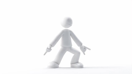 Poster - White Cartoon Figure: Rock On! Dynamic Poses on White Background