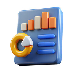 Poster - 3d business analytics dashboard with bar and pie chart isolated on transparent background